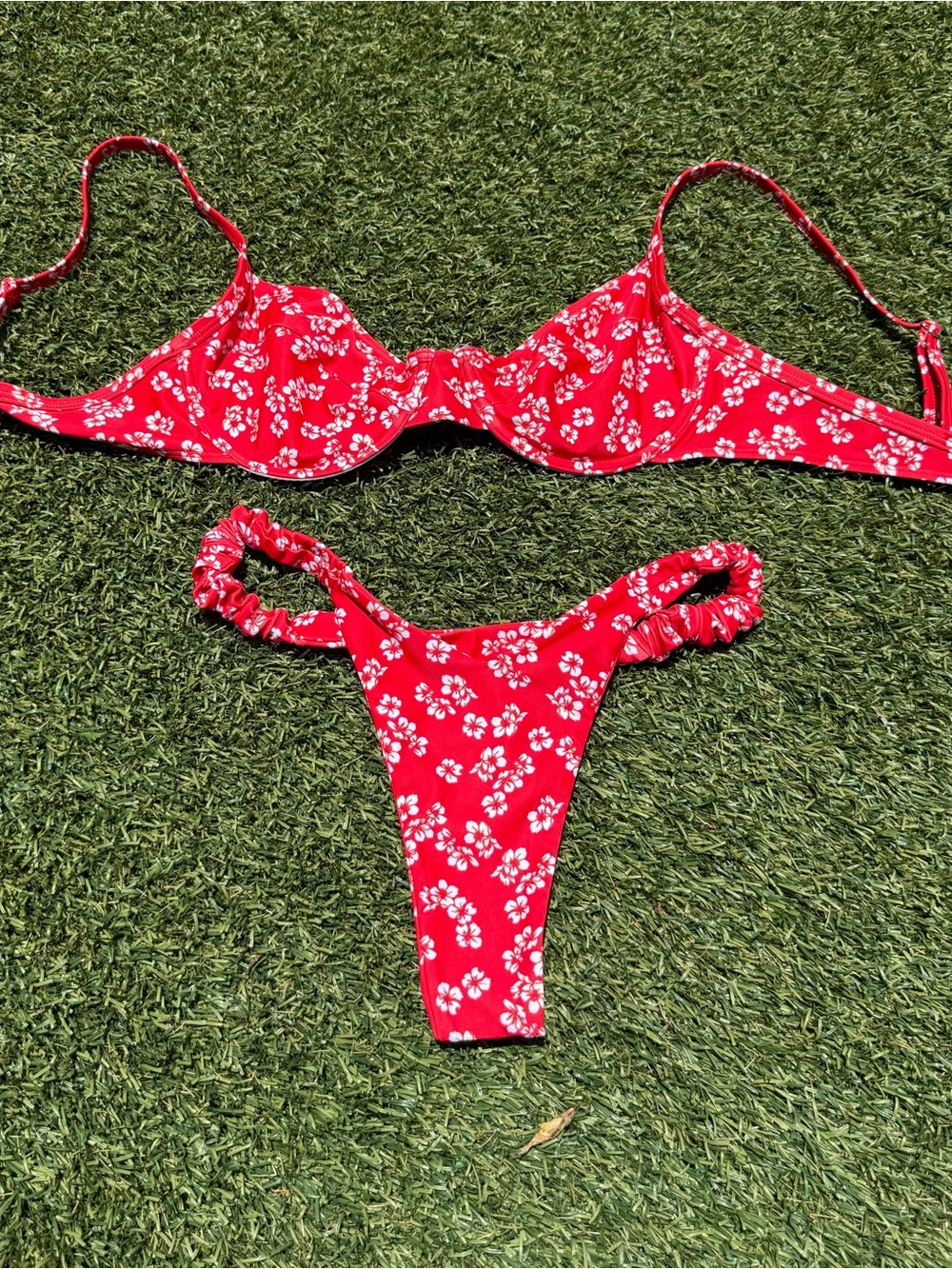 Kulani Kinis Aloha Punch Red Floral Underwire Bikini